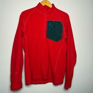 The North Face Red Pullover Quarter Zip Polartec | M